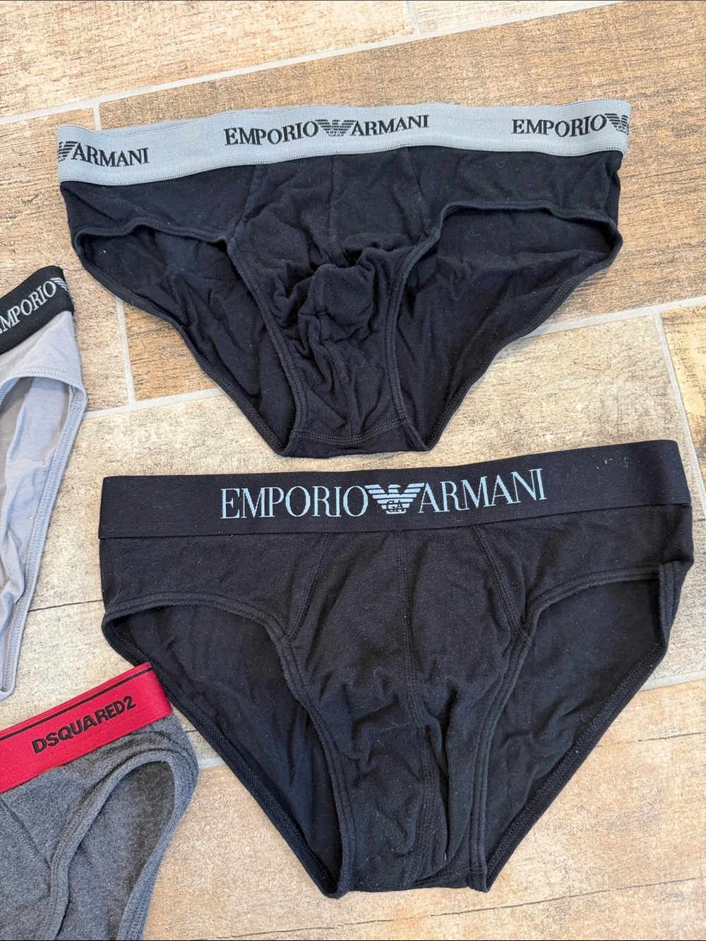 Emporio Armani Men's Briefs Set  Black & Gray Set of 4 Small S